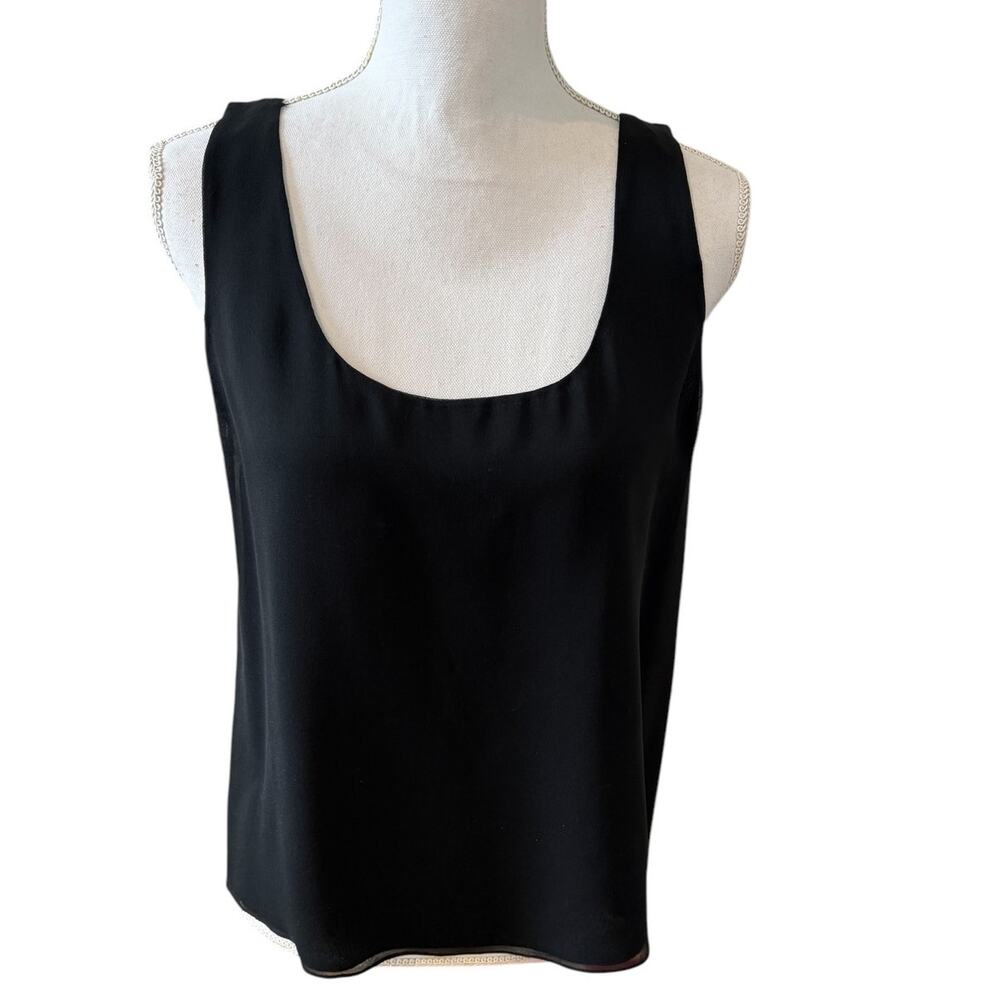 Niteline Della Roufogali Black Silk Chiffon Layered Camisole Cami 10
